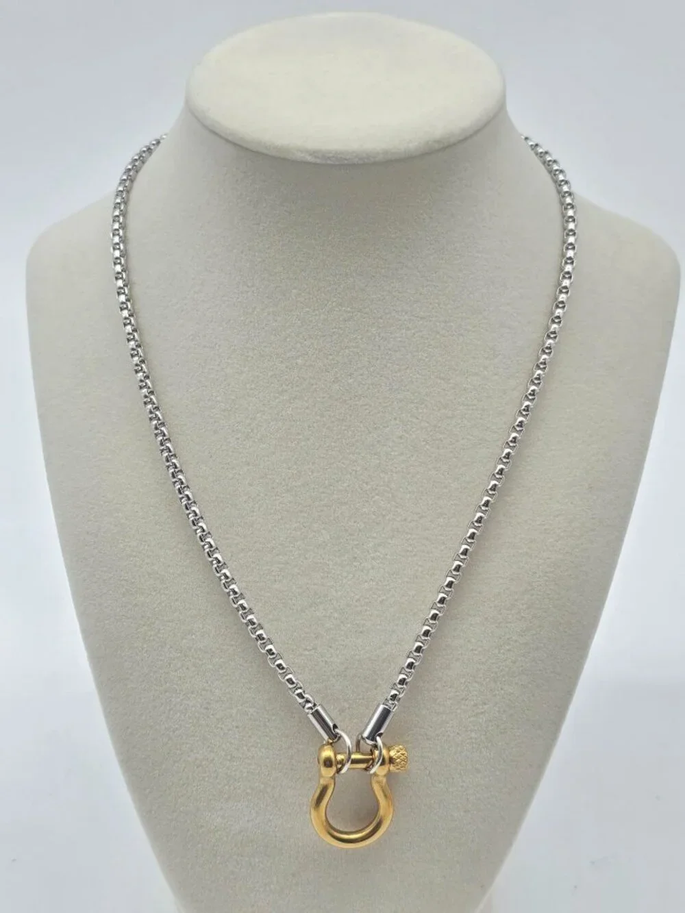 Horse Show Style Stainless Steel Chain with Authentic Louis Vuitton Padlock